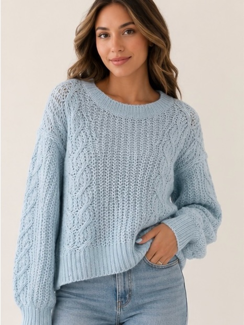 Joie Hyannis Cable-Knit Sweater – Powder Blue | Size M